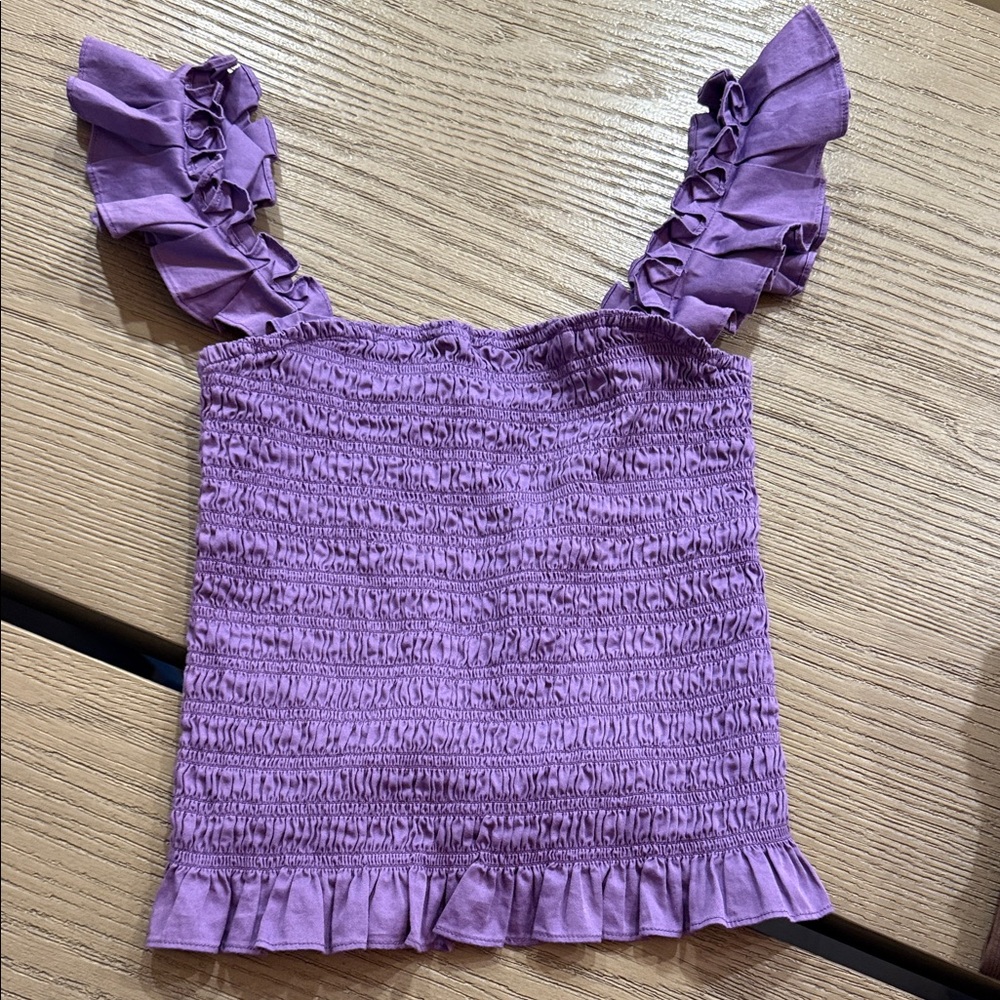 Ramy Brook Lilac Ruffled Crop Top-M